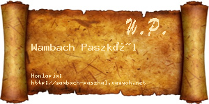 Wambach Paszkál névjegykártya
