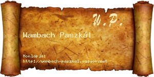 Wambach Paszkál névjegykártya
